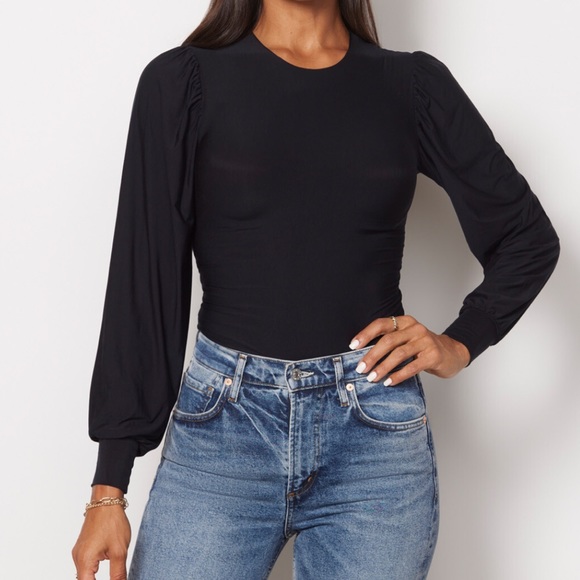 Commando Butter Balloon Sleeve Bodysuit Long Sleeves Shapewear Black Neutral - Picture 2 of 11